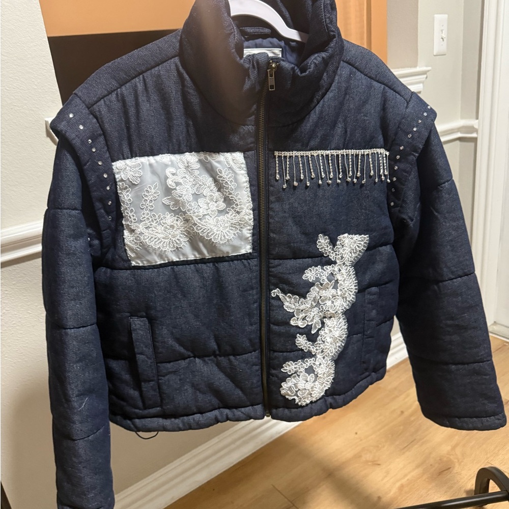 Adults Navy Blue Embellished Jacket redesigned unique and the only one